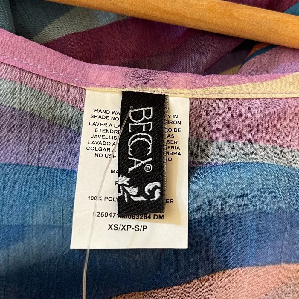 NWT!! Becca sound waves metallic stripe sheer cover-up dress XS/S - Picture 7 of 8